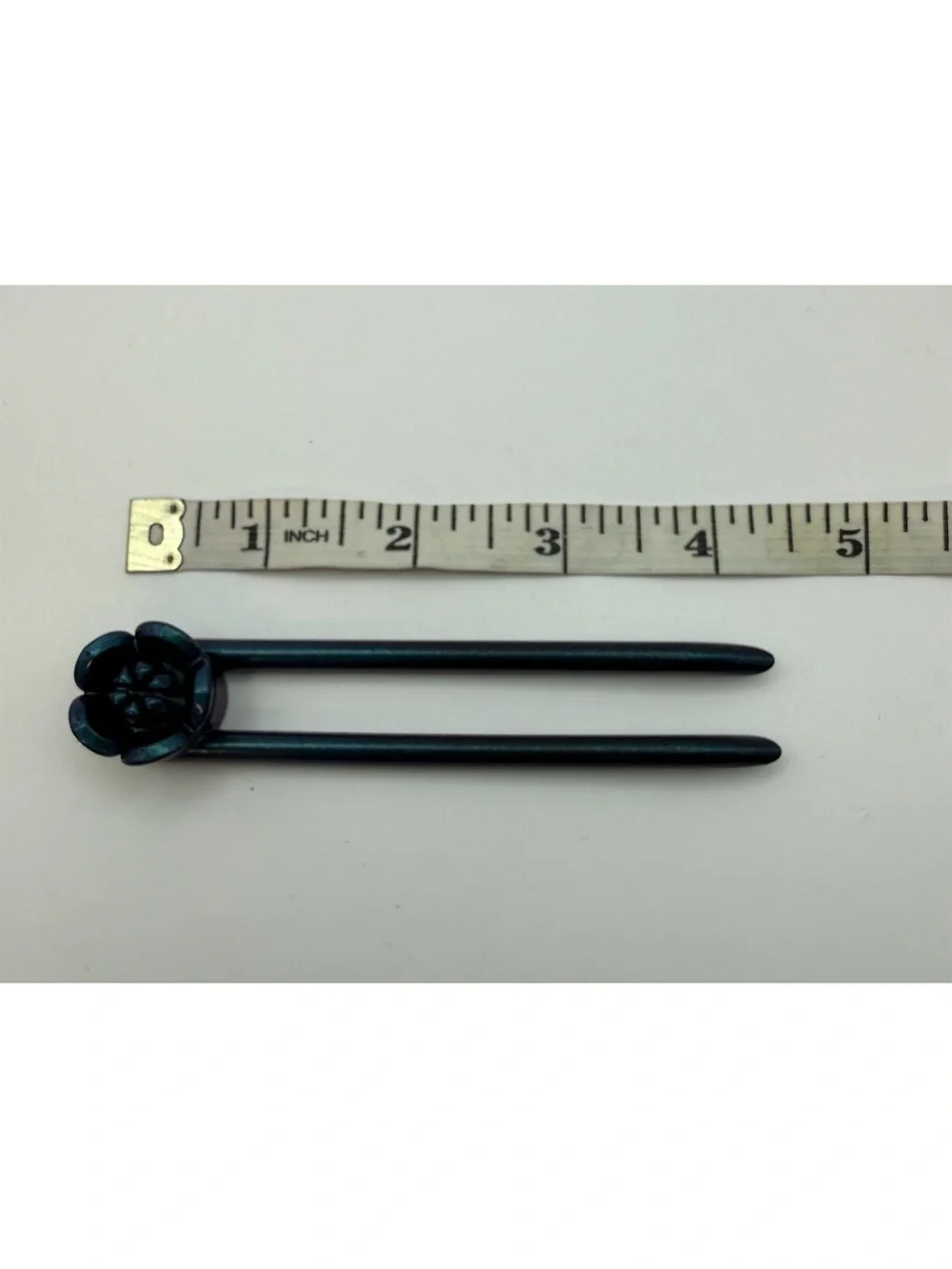 Vintage‑Style Teal Floral Hair Stick – Double‑Prong‎ Decorative Hairpin